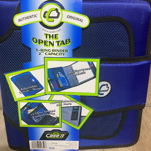 Case It, the Open Tab, 3 Ring Binder, 2" Capacity, Adjustable Velcro Strap. - Picture 1 of 4